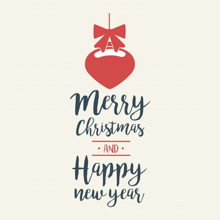 Merry Christmas bauble ornament text quote, calligraphy lettering design for holiday season. Creative vintage typography font illustration. EPS10 vector.のイラスト素材