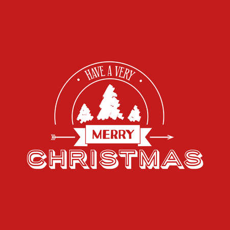 Merry Christmas pine tree calligraphic quote design, lettering illustration for holiday season greeting card. EPS10 vector.のイラスト素材