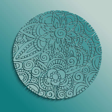 Mandala art in colorful hand drawn style illustration, traditional ethnic decoration with floral boho design. EPS10 vector.のイラスト素材