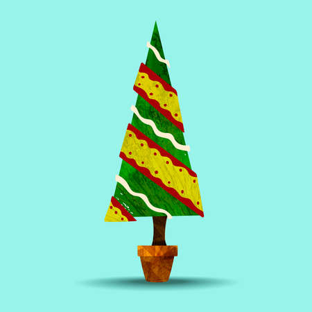 Green pine tree plant with art texture. Concept illustration for environment care or ecology help project. EPS10 vector.のイラスト素材