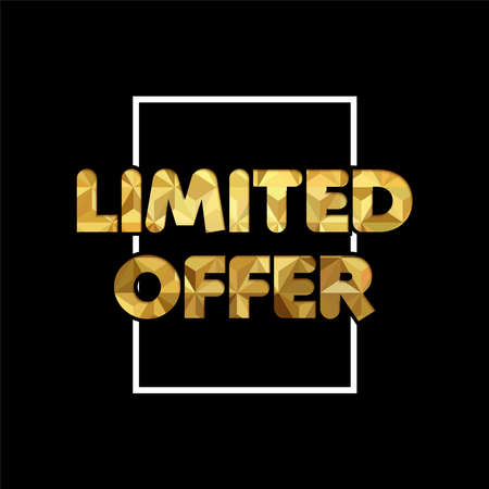 Limited time offer gold quote for special sale discount, luxury typography in 3d paper cut style.のイラスト素材