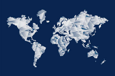 Abstract world map illustration template made of triangle shapes. Modern geometric planet silhouette. EPS10 vector.のイラスト素材