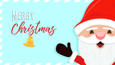 Merry Christmas greeting card illustration for holiday season. Cute Santa Claus character with typography quote. EPS10 vector.のイラスト素材