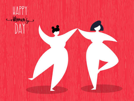 Happy Women's Day greeting card illustration of friends dancing for woman event celebration. EPS10 vector.のイラスト素材