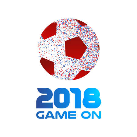 Soccer ball made of colorful dots with 2018 typography quote. Ideal for a football match or sport event. EPS10 vector.のイラスト素材