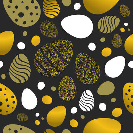 Happy Easter gold color seamless pattern illustration.のイラスト素材