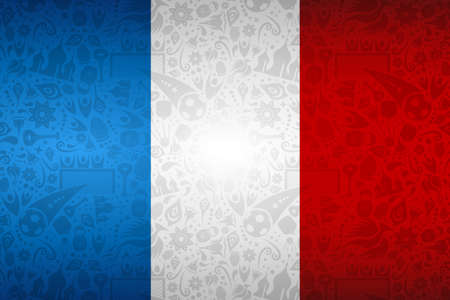 France flag symbol background for special soccer sport event. Includes russian style decoration icons.のイラスト素材