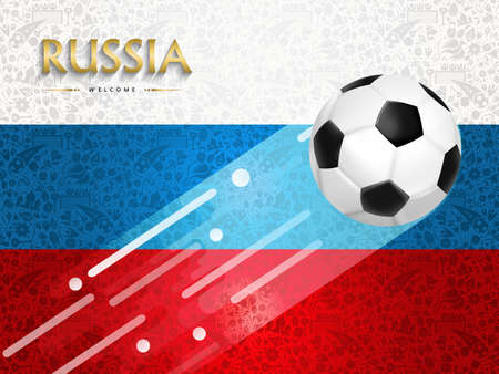 Russia soccer event illustration, background design of football ball with russian flag colors.のイラスト素材