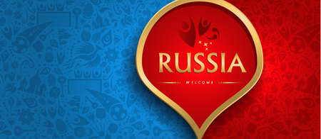 Russia soccer event illustration, web banner design with russian color background.のイラスト素材
