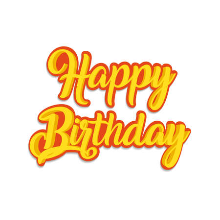 Happy Birthday retro text quote, isolated vintage typography decoration.のイラスト素材