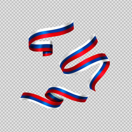 Russian flag ribbon set. Russia color ornament decoration collection on isolated transparent background.のイラスト素材