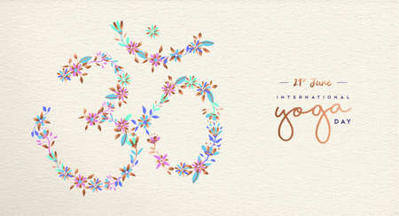 International Yoga Day Web Banner Om Symbol Made Of Flower