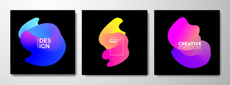 Abstract gradient shape set, modern background design with bright color liquid elements in motion....