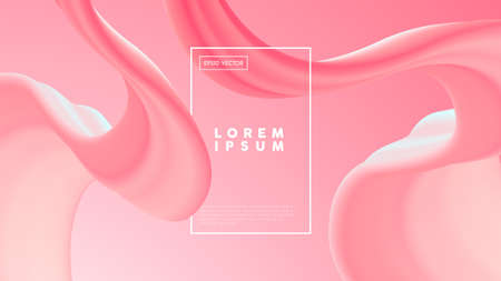 Abstract pink gradient background template, modern concept layout design with 3d liquid elements in motion. Dynamic backdrop for business web, landing page or brochure. EPS10 vector.のイラスト素材