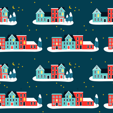 Seamless cute houses in winter
