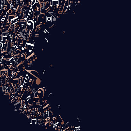 Copper music notes isolated background. Musical symbols splash illustration concept.のイラスト素材