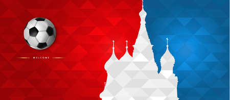 Russia soccer event illustration, web banner design of tourism landmark with russian color background. EPS10 vector.
のイラスト素材