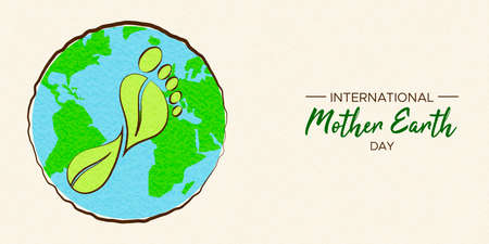 International Earth Day illustration of carbon footprint concept. Green planet and foot shape for environment care.のイラスト素材