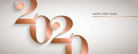 Happy New Year holiday greeting card. Luxury copper calendar number design for party invitation or 2020 years eve event.