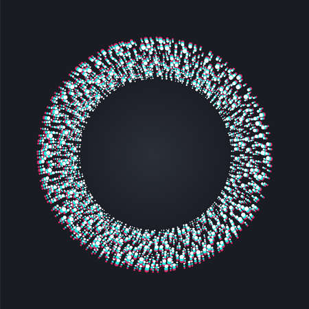 Abstract circle frame illustration in modern holographic art style for technology product presentation or creative futuristic template.のイラスト素材