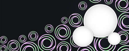 Abstract geometric line circle frame banner with empty white copy space template, modern holographic art style bubble design.のイラスト素材