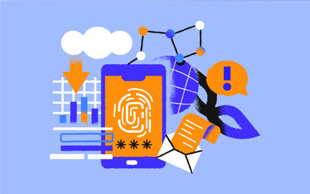 Phone online activity illustration of smartphone application icons on isolated background. Web...