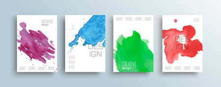 Abstract watercolor paint design banner template set. Creative modern business presentation card collection or brochure background bundle with copy space.のイラスト素材