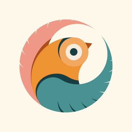 Modern flying bird abstract logo circle design vector. Colorful symbol template illustration. Owl, phoenix, falcon, eagle icon.のイラスト素材