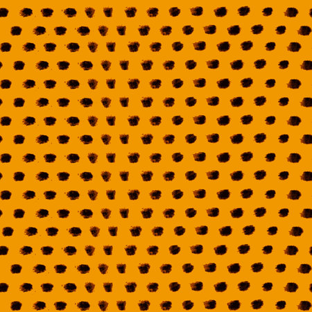 Polka dot design in brush strokes painting seamless pattern illustration. Modern grunge specks in...