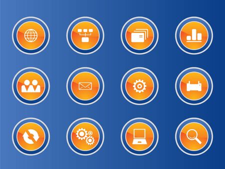 icon set and background blueのイラスト素材