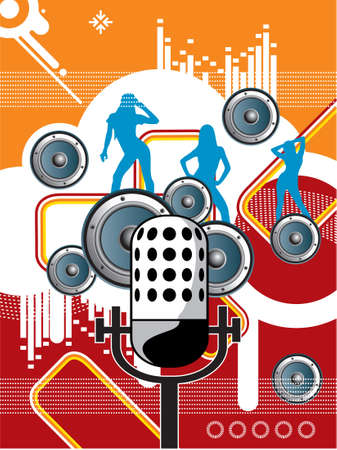 creative background and silhouette dance musicのイラスト素材