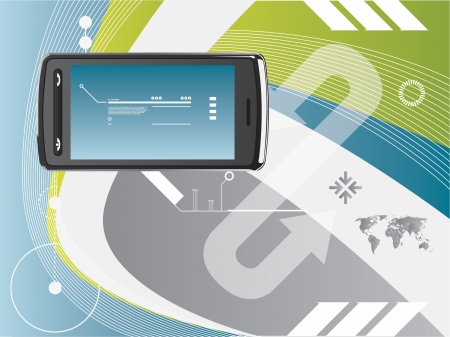 abstract tech background and cell phoneのイラスト素材