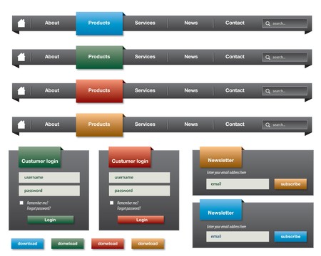 horizontal menu and elements for websiteのイラスト素材