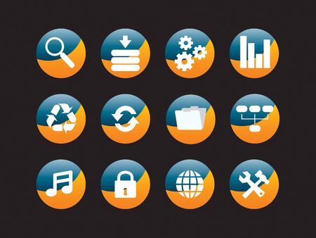 set of buttons with icons for websites of businessのイラスト素材