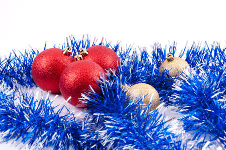 Christmas decoration objects on white backgroundの写真素材