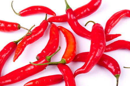 red chili peppers isolated on white background