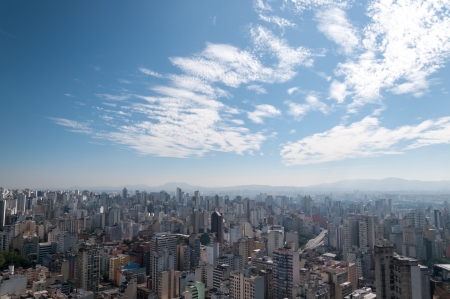Aerial view of the area northwest of sao paulo  JaraguÃ¡ Peak in the background の写真素材