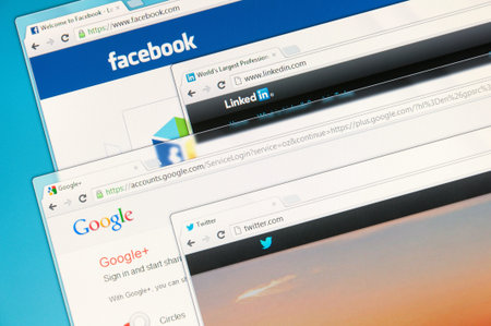 Social media web sites on computer screenのeditorial素材