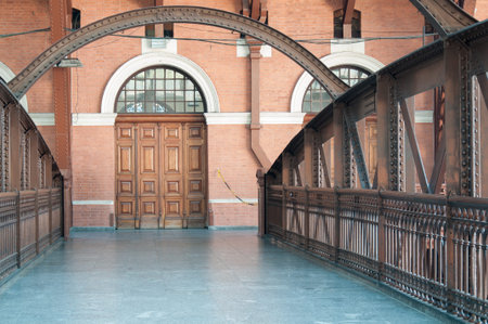 footbridge and wood door in the Estacao da Luz, Sao Paulo
