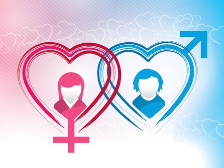 Concept of gender sexual of couple in love on Valentine's Day のイラスト素材