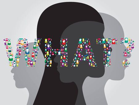 Human head with question of uncertainty or doubtのイラスト素材