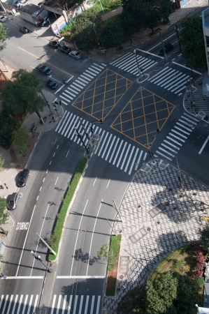 Intersection of street in downtown Sao Pauloの写真素材