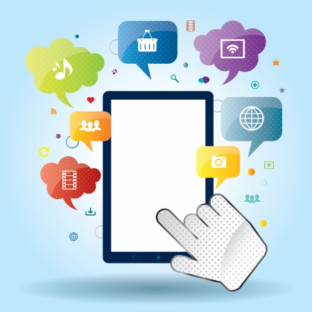 Mobile communication apps to services available on the internetのイラスト素材
