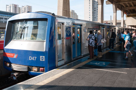 SAO PAULO, BRAZIL - June 24  Belem Metro Station, located on the red line, connects the east with the west of the city of Sao Paulo, on June 24, 2012 in SÃ£o Paulo のeditorial素材