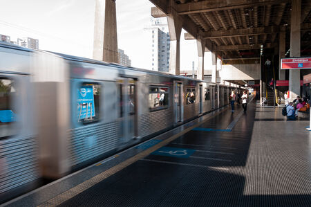SAO PAULO, BRAZIL - June 24  Belem Metro Station, located on the red line, connects the east with the west of the city of Sao Paulo, on June 24, 2012 in SÃ£o Paulo のeditorial素材