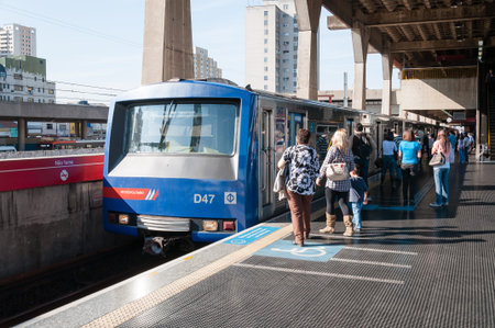 SAO PAULO, BRAZIL - June 24  Belem Metro Station, located on the red line, connects the east with...
