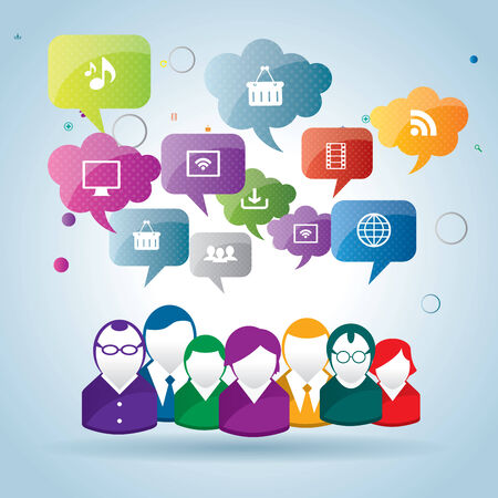 Teamwork of business people interacting in social networkのイラスト素材