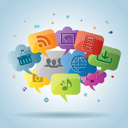 social network, sharing and security in the internetのイラスト素材