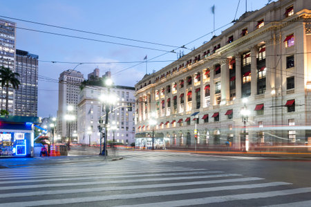 Night view of the city Sao Paulo, Shopping Lightの写真素材