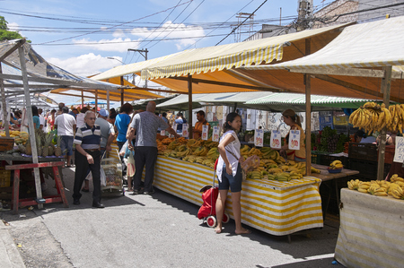 SAO PAULO, BRAZIL - DECEMBER 2: Traditional street fair of Sao Paulo city , ensuring the supply of fresh foods, on December 2, 2014 in Sao Paulo.のeditorial素材